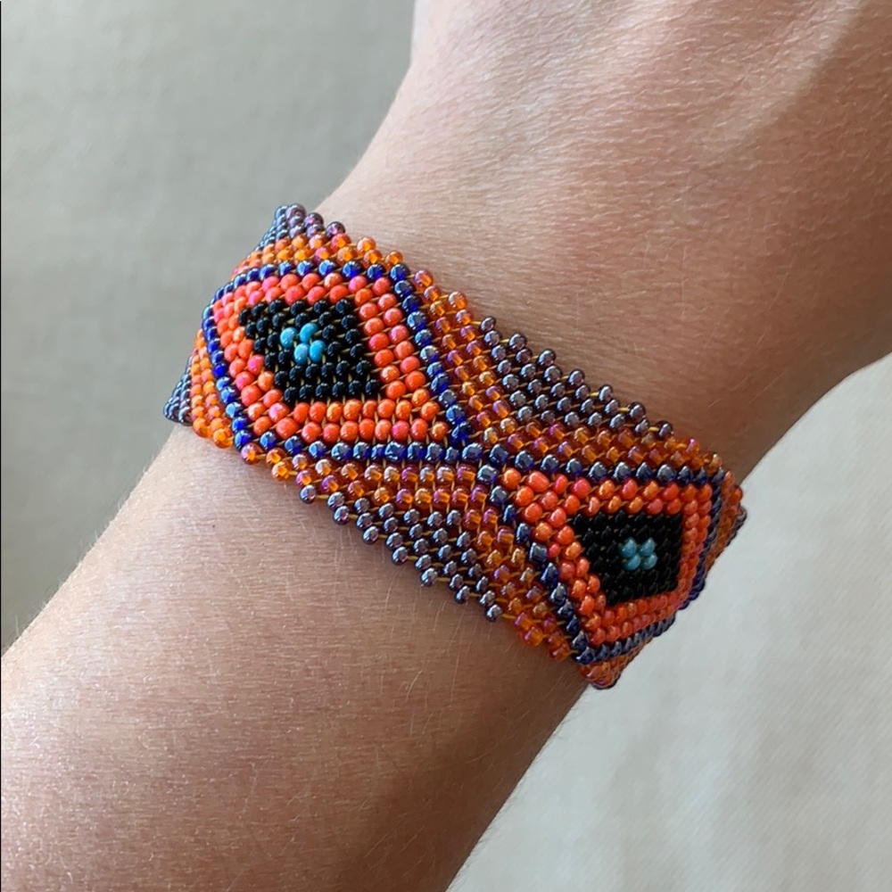 Boho Beaded Diamond Pattern Bracelet